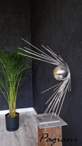 Decorazione astratta a forma di sfera in acciaio inossidabile, scultura per la casa, decorazione per interni ed esterni, scultura moderna in metallo, realizzata a mano da Pagiani