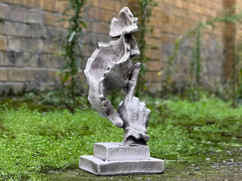 Statua in cemento raffigurante un volto silenzioso, figurina in pietra raffigurante un volto che sussurra, scultura astratta che zittisce, decorazione da giardino moderna, figura in cemento che sussurra, ornamento unic
