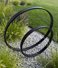 Set di 2 anelli da giardino in metallo nero, decorazioni da giardino in metallo, sculture da giardino, decorazioni per esterni, paletti da giardino, decorazioni da giardino moderne, arte da cortile